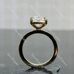 Emerald solitaire bezel moissanite engagement ring| DovEggs