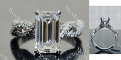 Emerald split shanks pave moissanite engagement ring| DovEggs