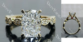 Cushion side stones moissanite engagement ring| DovEggs