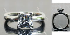 Princess solitaire stardust grey moissanite engagement ring| DovEggs