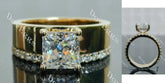 Princess pave moissanite additional stone band engagement ring| DovEggs