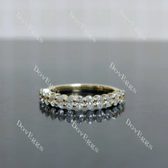 Oval half eternity pave moissanite/lab grown diamond wedding band-1.9mm band width| DovEggs