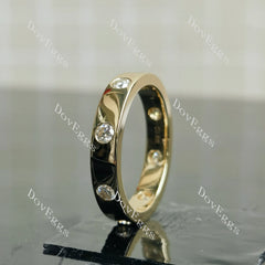 Round full eternity pave moissanite/lab grown diamond wedding band-4mm band width| DovEggs