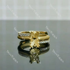 Round pave moissanite/ lab grown diamond accents enhancer-5.8mm band width| DovEggs