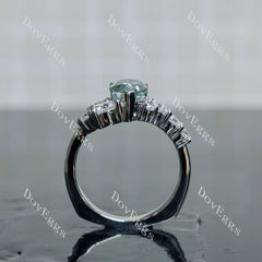 Pear side stones colored moissanite engagement ring| DovEggs