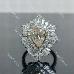 Debbie's Ballerina-Pear halo vintage moissanite engagement ring| DovEggs