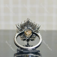 Debbie's Ballerina-Pear halo vintage moissanite engagement ring| DovEggs