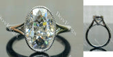 Oval bezel split shanks moissanite engagement ring| Doveggs