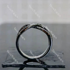 Round criss cross pave moissanite/ lab grown diamond wedding band-3.5mm band width| DovEggs