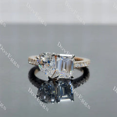 Pave two stones engagement ring only semi-mount only(Exclusively to DovEggs Stones)