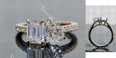 Pear emerald pave two stones moissanite engagement ring| DovEggs