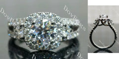 The Josephine- Round halo side stones split shanks moissanite engagement ring| DovEggs