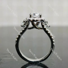 The Josephine- Round halo side stones split shanks moissanite engagement ring| DovEggs