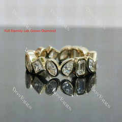 Half/full eternity multiple mixed shaped moissanite/lab grown diamond wedding band| DovEggs
