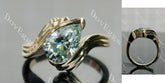 Pear solitaire swirl contours wrap colored moissanite engagement ring| DovEggs