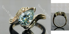 Pear solitaire swirl contours wrap colored moissanite engagement ring| DovEggs