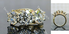Tin’s Embrace-Round three stones moissanite engagement ring| DovEggs