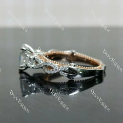 Pear pave vintage moissanite engagement ring| DovEggs