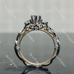 Pear pave vintage moissanite engagement ring| DovEggs