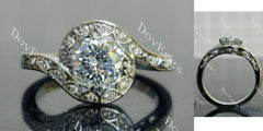 Ryleigh Gene-Round vintage halo moissanite engagement ring| DovEggs