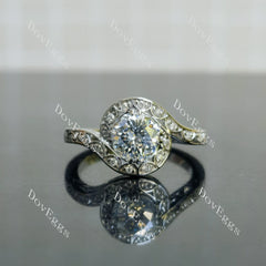 Ryleigh Gene-Round vintage halo moissanite engagement ring| DovEggs