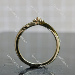 Tiny honeybee round bezel moissanite/lab grown diamond wedding band-2.2mm band width| DovEggs