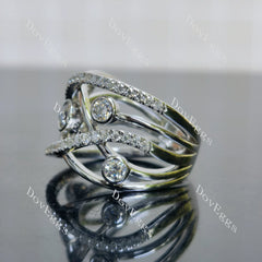 Round pave cross moissanite/lab grown diamond wedding band-15mm band width| DovEggs