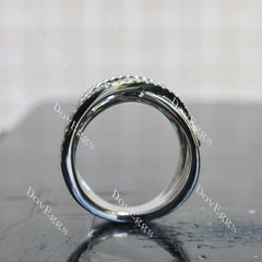 Round pave cross moissanite/lab grown diamond wedding band-15mm band width| DovEggs