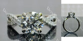 Round pave cross band moissanite engagement ring| DovEggs