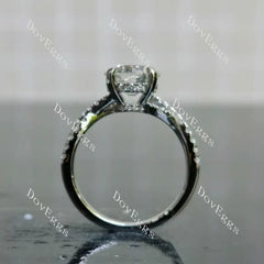 Round pave cross band moissanite engagement ring| DovEggs