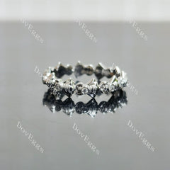 Tiny honeybee eternity round bezel moissanite/lab grown diamond wedding band-4.3mm band width| DovEggs