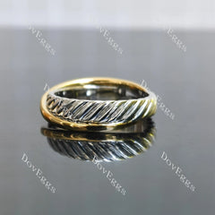 Art deco two-tone plain wedding band-5.3mm band width| DovEggs