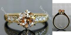 Round pave art deco moissanite engagement ring| DovEggs