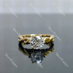 Round curved vintage moissanite engagement ring| DovEggs