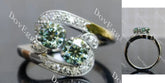 Round two-stone vintage colored moissanite engagement ring| DovEggs