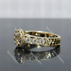 Bezel pave art deco engagement ring only semi-mount only(Exclusively to DovEggs Stones)