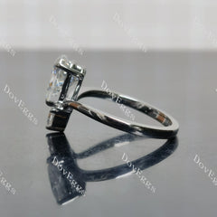 Pear art deco plated with black rhodium moissanite engagement ring| DovEggs
