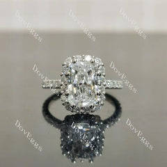 Radiant halo pave moissnaite engagement ring| DovEggs
