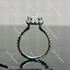 Radiant halo pave moissnaite engagement ring| DovEggs