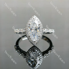 Marquise halo pave vintage moissanite engagement ring| DovEggs