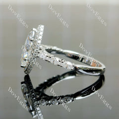 Marquise halo pave vintage moissanite engagement ring| DovEggs