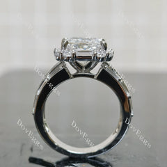 Princess halo pave art deco moissnaite engagement ring| DovEggs