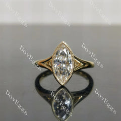 Bezel solitaire split shanks engagement ring only semi-mount only(Exclusively to DovEggs Stones)