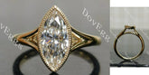 Marquise bezel solitaire split shanks moissanite engagement ring| DovEggs