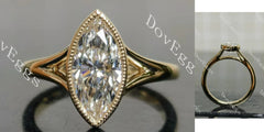Marquise bezel solitaire split shanks moissanite engagement ring| DovEggs