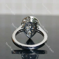 The Shana Rae-Pear vintage halo pave moissanite engagement ring| DovEggs