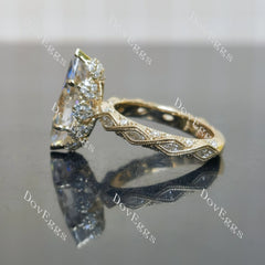 Marquise vintage art deco moissnaite engagement ring| DovEggs