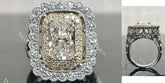 Radiant halo vintage pave moissnaite engagement ring| DovEggs