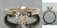 Oval pave bridge art deco vintage moissnaite engagement ring| DovEggs