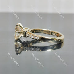 Oval pave bridge art deco vintage moissnaite engagement ring| DovEggs